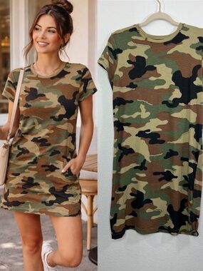 Polo Ralph Lauren Camouflage beaded Shirt Dress size Medium